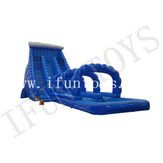 Blue Crash Inflatable Water Slide / Inflatable Water Slide with Swimming Pool for Kids