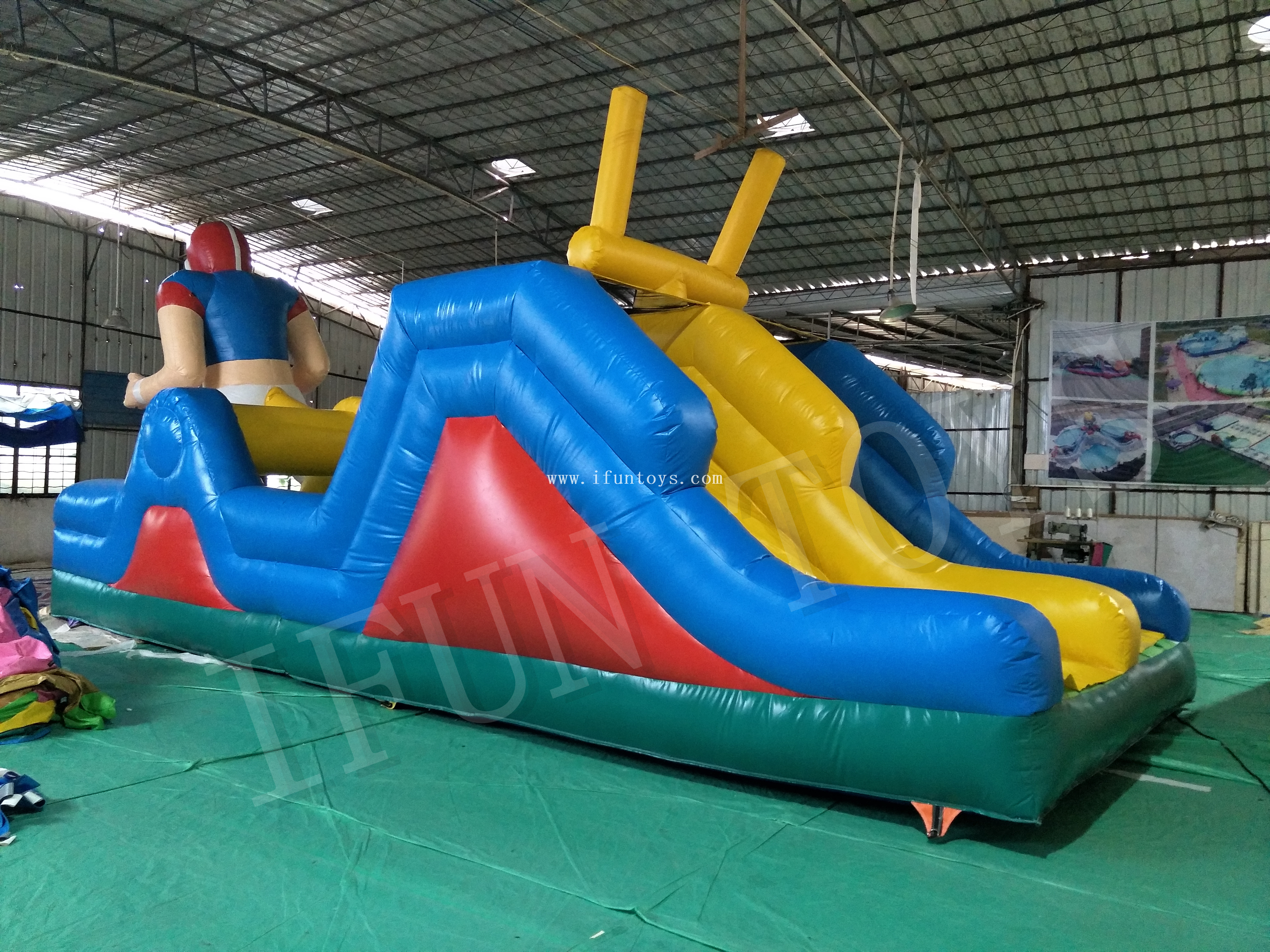 Outdoor Inflatable Football Player Theme Obstacle Course Equipment for Adults and Kids