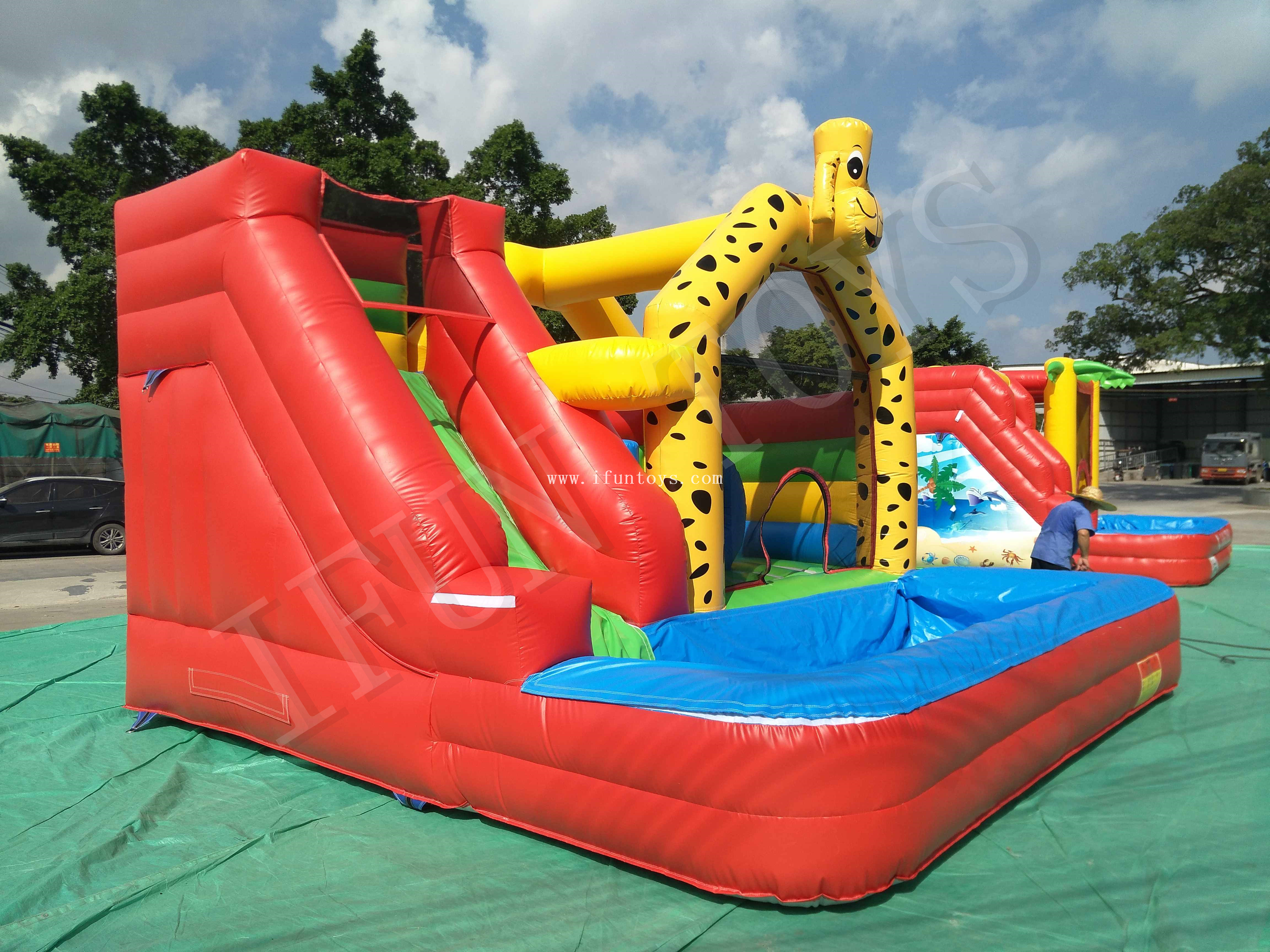 Backyard Inflatable Water Park / Water Slide with Pool for Kids