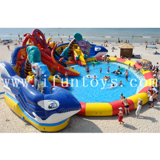 Octopus inflatable water wonderland inflatable aqua play zone undersea world inflatable water fun park for kids and adults