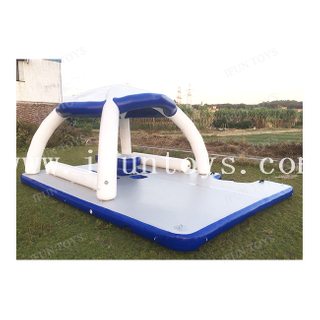 Drop Stitch Inflatable Floating Dock Platform / Floating Dock Lounge Island / Inflatable Island Floating Lounge with Canopy