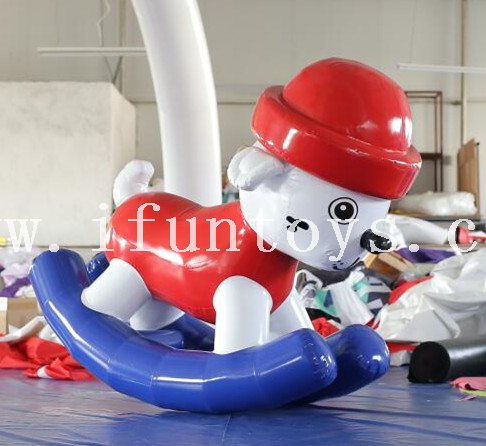 New design inflatable rocking fire dog model/Inflatable Seesaw fire dog Ride/ Animal Riding Toys for kids