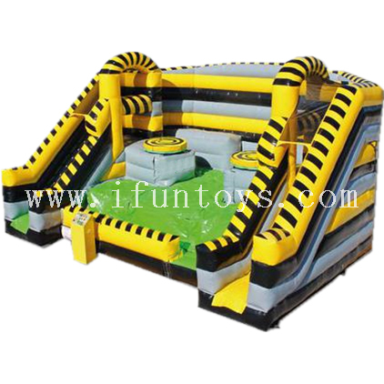Giant inflatable toxic twister games / interactive toxic twister mat/ mechanical twister obstacle courses for kids and adults