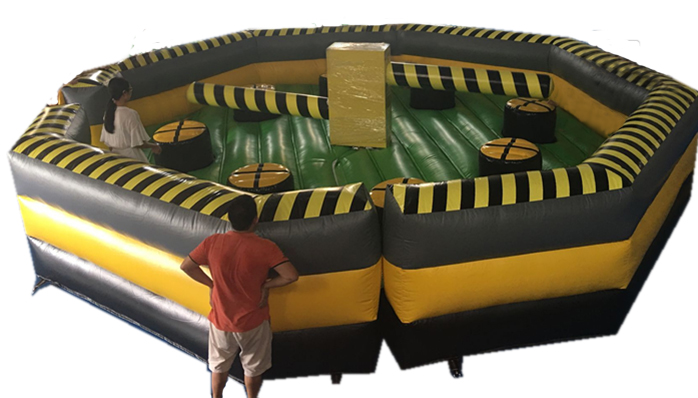 8 Person Double Poles Toxic Inflatable Meltdown / Eliminator / Last One Standing Wipeout Obstacle Courses for Sale