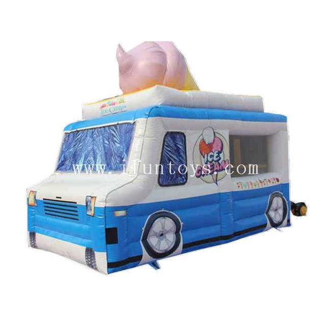 Portable Inflatable Ice Cream Truck / Inflatable Ice Cream Van Stall / Inflatable Track Shape Tent for Ice Cream Selling