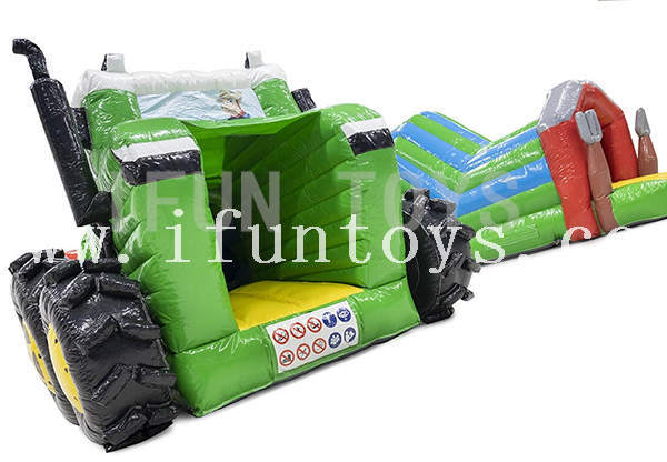 Inflatable Tractor Tunnel Obstacle Course / Bouncing Castle Slide Combo