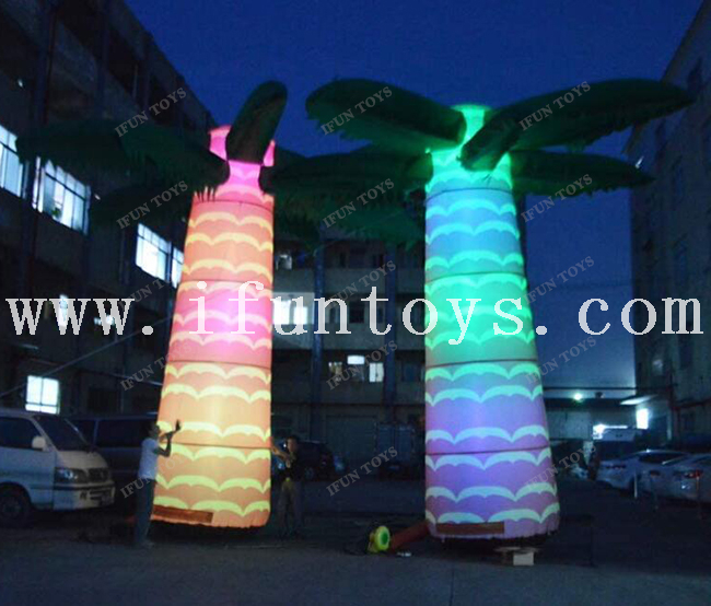 Customized Giant Inflatable Palm Tree / Coconut Tree with LED Light for Outdoor Party Decoration 