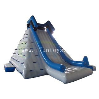 Giant Inflatable Water Slide with Rock Climbing Iceberg for Floating Water Park Games