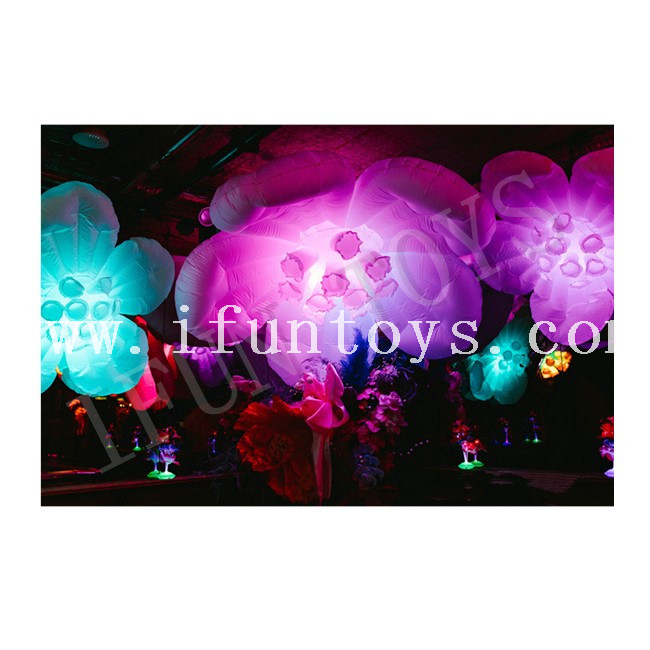 Hanging Inflatable Sakura Flower / Led Lighting Cherry Blossom for Stage Decoration