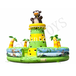 Jungle Theme Inflatable Monkey Climbing Tower Wall / Kids Playground Funcity for Sale