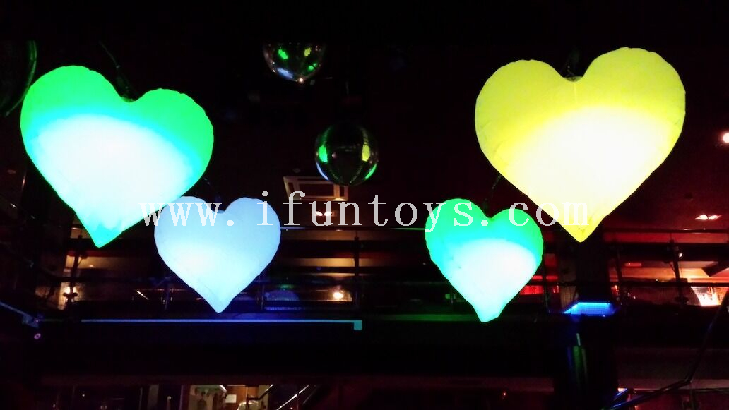 inflatable led lighting heart balloon/inflatable hanging heart for Wedding &Valentines decoration