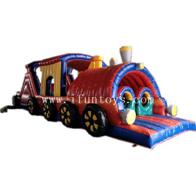 Giant commercial 53ft long super market inflatable Chuggy Choo Choo train obstacle courses for kids and toddlers 