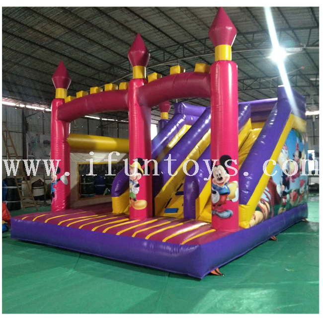 Most popular inflatable Mickey Mouse jumping bouncy castle with slide/inflatable Mickey bouncer combo /inflatable bouncer house for kids