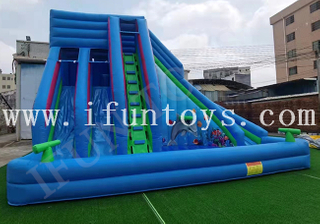 PVC Inflatable Backyard Water Park Play Center Inflatable Water Slide with Splash Pool Water Cannon Basketball Hoop for Kids