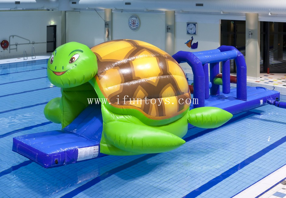 Turtle water park AQUA RUN inflatable obstacle course/ floating challenge/water world ship park for kids