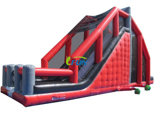 Outdoor Jungle free fall cliff inflatable jump off slide /base jump slide with air bag 