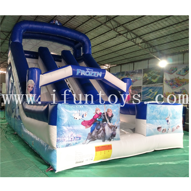 Outdoor frozen inflatable bouncer combo slide/inflatable dry slide/inflatable double lane slide for kids