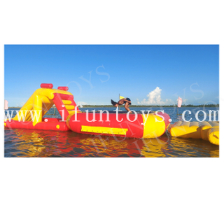 Inflatable Water Trampoline with Slide Popular Jump Floated Water Bounce Platform PVC Water Island Park