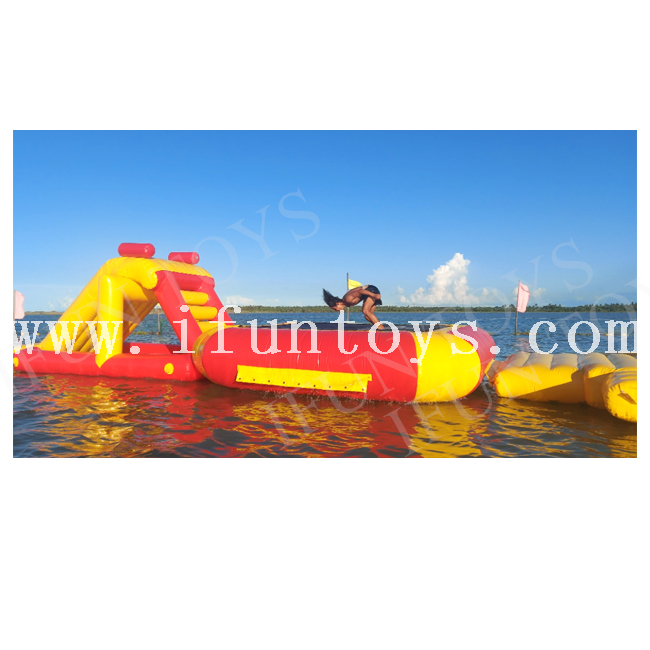 Inflatable Water Trampoline with Slide Popular Jump Floated Water Bounce Platform PVC Water Island Park