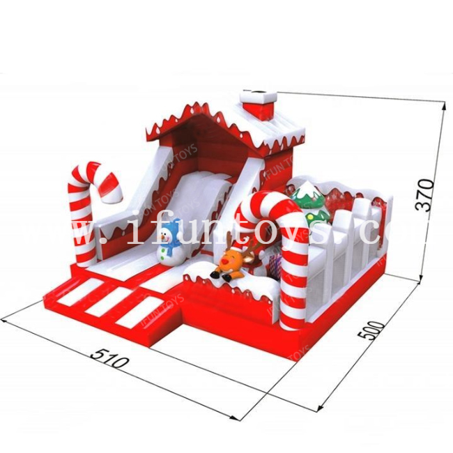 Christmas Theme Inflatable Playground Jumping Castle Bounce House with Slide for Kids