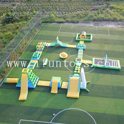 Giant inflatable rapids waterpark aqua floating island amusement park playground for family