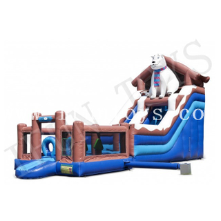 Inflatable Polar Bear Bouncy Slide / Fun City Inflatable Playground Amusement Park for Kids