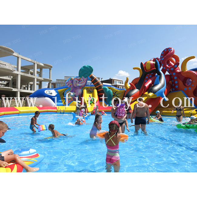 Octopus inflatable water wonderland inflatable aqua play zone undersea world inflatable water fun park for kids and adults