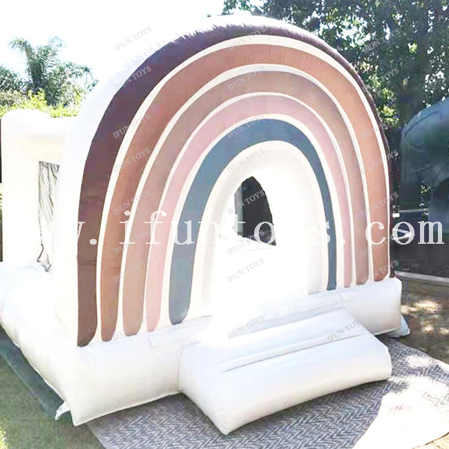 Outdoor Rainbow Bounce House Inflatable Toddler Kids Jumper Bounce Castle with blower for Wedding /Party /Event