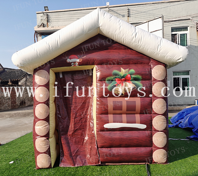Xmas Inflatable Santa's Grotto/Christmas Inflatable House/ Holiday Inflatable Christmas Tent with Air Blower for Event Decoration