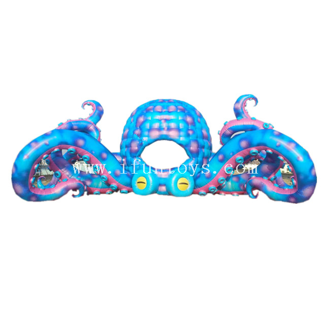 Event Stage Decoration LED Inflatable Octopus DJ Booth with Tentacle / Inflatable Octopus Stage Tent Booth for Sale