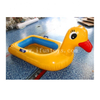 Cheap inflatable yellow baby duck seat boat swimming pool float water toys for kids