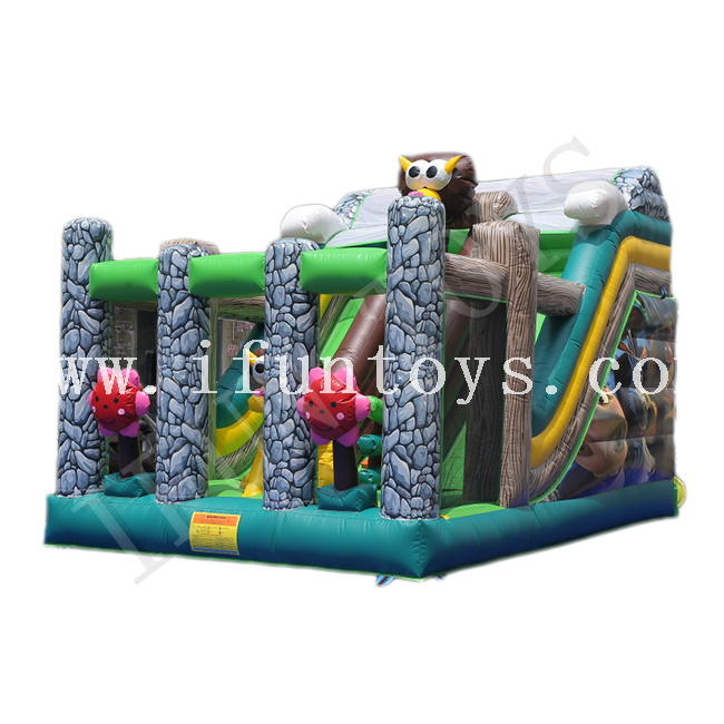 Animal Theme Inflatable Dry Slide / Inflatable Bouncy Playground Slide / Outdoor Slide Game