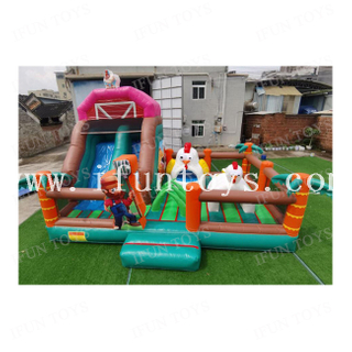 Outdoor New Farm Fun Inflatable Playland Bouncy Slide Inflatable Castle Playground Theme Park For Sale