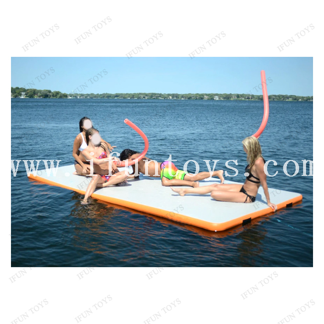 Water Play Equipment Inflatable Jet Ski Dock / Inflatable Swimming Island Floating Raft / Inflatable Dock Swim Platform