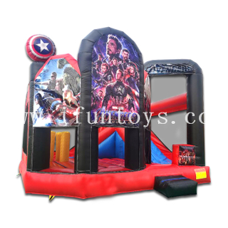 Avengers Playzone Inflatable Combo with Slide / Superhero Bouncer House Trampoline Playground for Kids