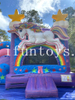 Marble Color Inflatable Unicorn Bounce House Water Slide Combo / Jumping Bouncer Slide with Swimming Pool and Basketball Hoop