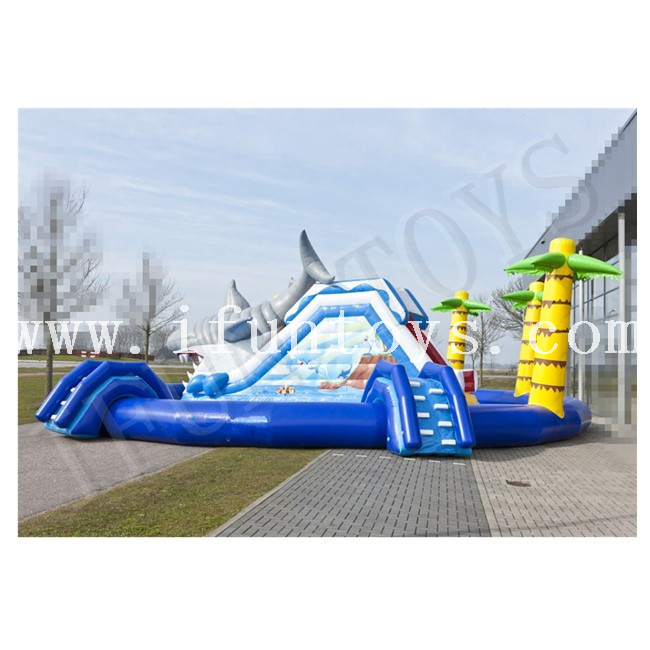 Inflatable Shark Waterpark / Aquatic Playground / Crane Pool Inflatable Water Park 