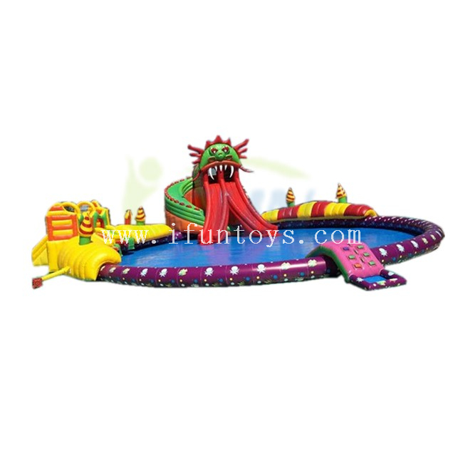 Giant Inflatable Water Park Playground with Big Swimming Pool for Hot Summer Amusement