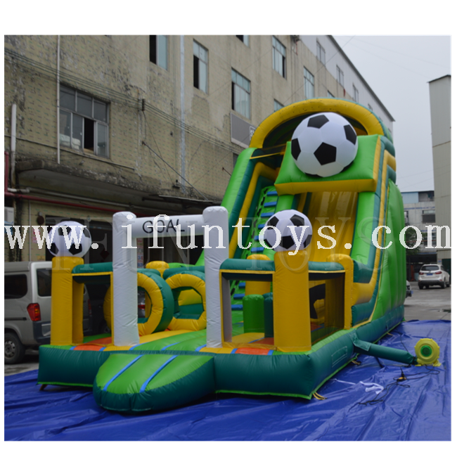 Commercial Inflatable Football Bounce House/ Inflatable Bouncers Combo with slide/jumping bouncy castle obstacle for kids