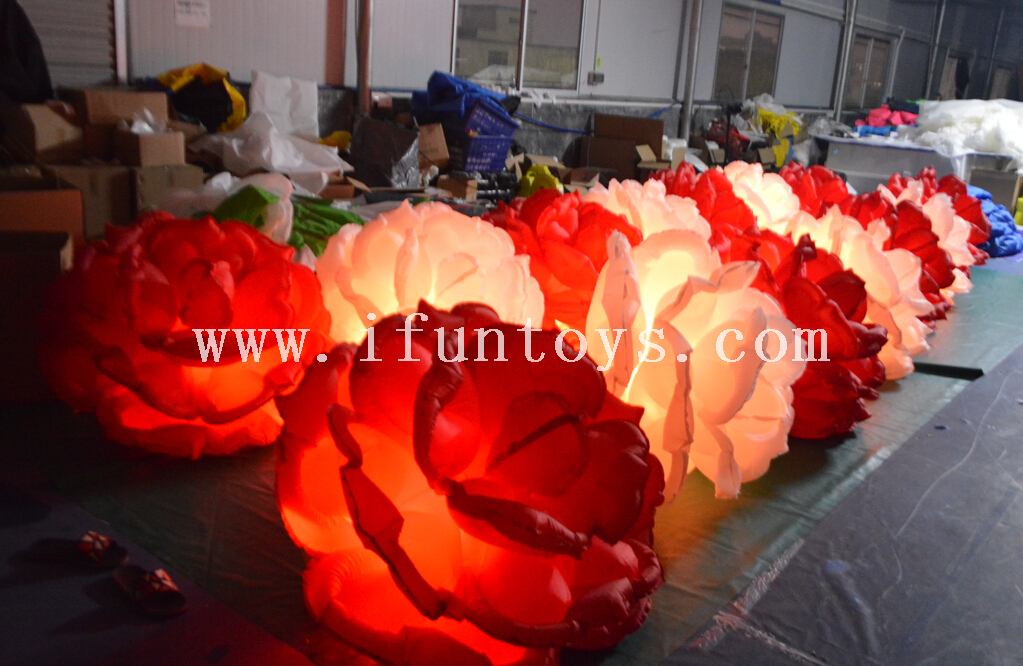 Wedding Road Decoration Inflatable Flower Chain/inflatable led lighting rose flower for sale
