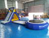 Most popular inflatable water floating island / Guarantee Floating Combo Inflatable Water Trampoline with Slide