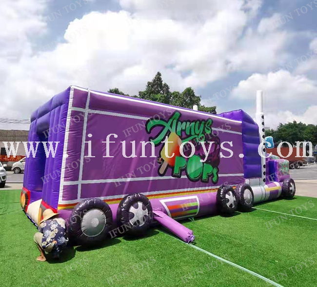 Outdoor Inflatable Turck Obstacle Course Bounce House / Interactive Inflatable Obstacle Run Game for Challenge 