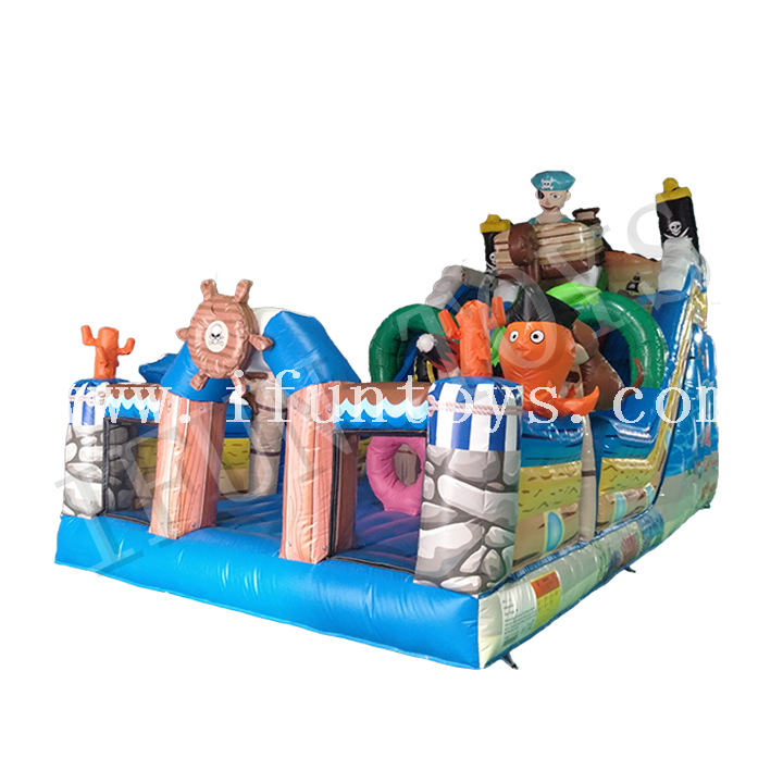 Pirate Theme Inflatable Slide Bounce House /Inflatable Pirate Ship Funcity / Amusement Park Playground