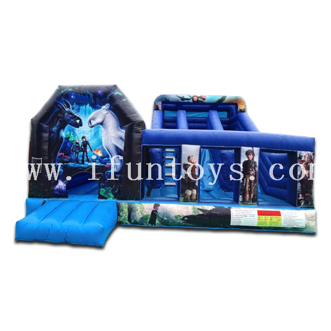 How To Train Your Dragons Inflatable Jumping Bouncy House with Slide Castle Combo / Kids Playzone