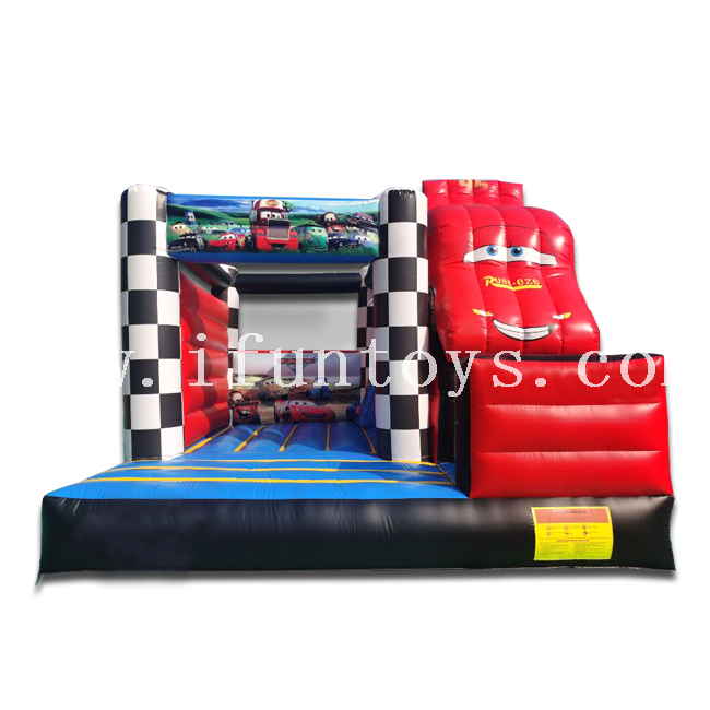 Inflatable Car Bouncer Slide Combo / Disney Car Slide and Jumper with Air Blower