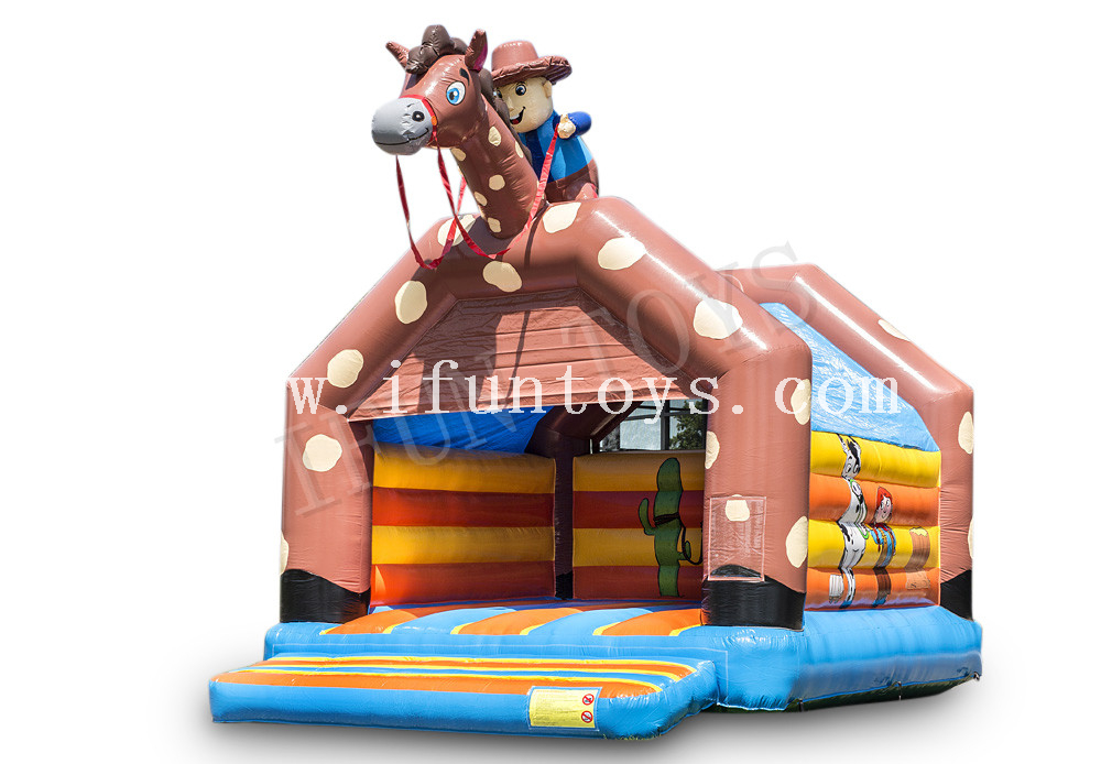 Cowboy Theme Inflatable Jumping Castle / Trampoline Bouncer for Kids