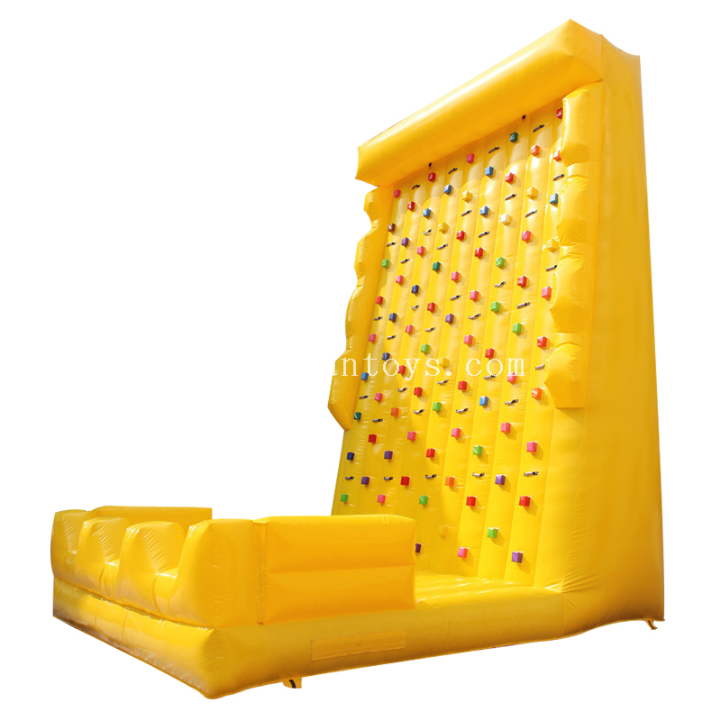 New finished yellow color commercial Inflatable playgrounds rock climbing wall for sport games