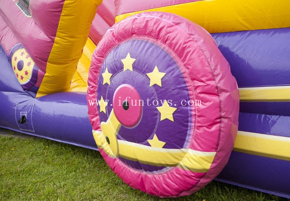 inflatable circus theme train obstacle entrance tunnel /giant inflatable obstacle course/inflatable kids obstacle course
