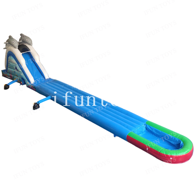 Sea Ocean Dolphin Water Slide Inflatable Belly Slip And Slide with Pool / Beach Inflatable Water Slip N Slide with Air Blower for Kids