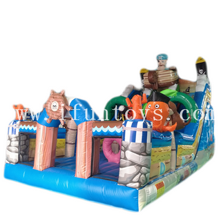 Outdoor kids inflatable Pirates theme bouncy castle with slide /inflatable playground/bouncer combo Obstacle for fun city